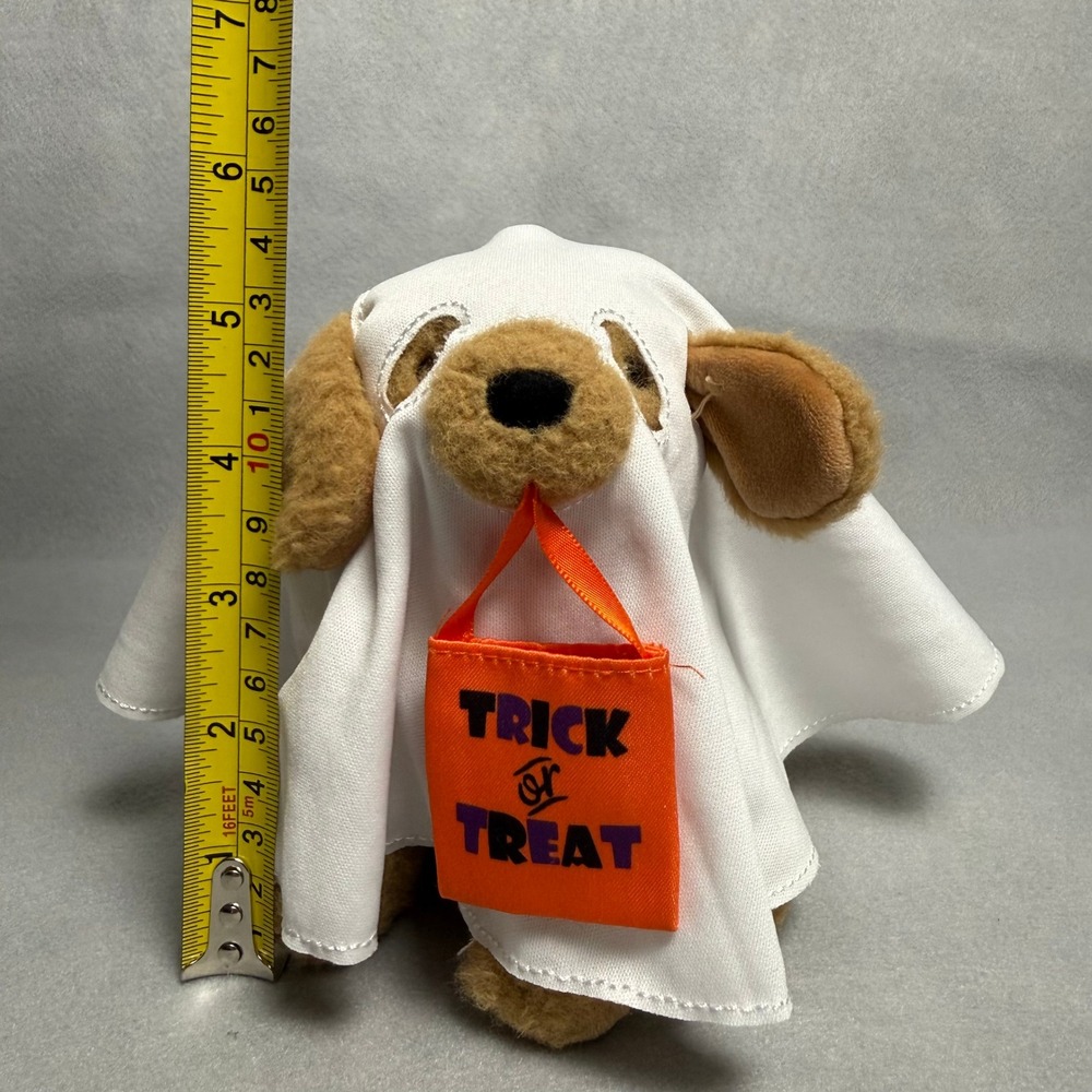 Douglas Cuddle Toys Halloween Ghost Dog Plush Trick or Treat Bag Tan Puppy - Picture 5 of 11